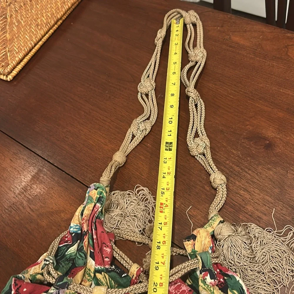 Bottega Venetta Floral Fruit Print Multicolor Canvas Boho Crossbody Purse RARE